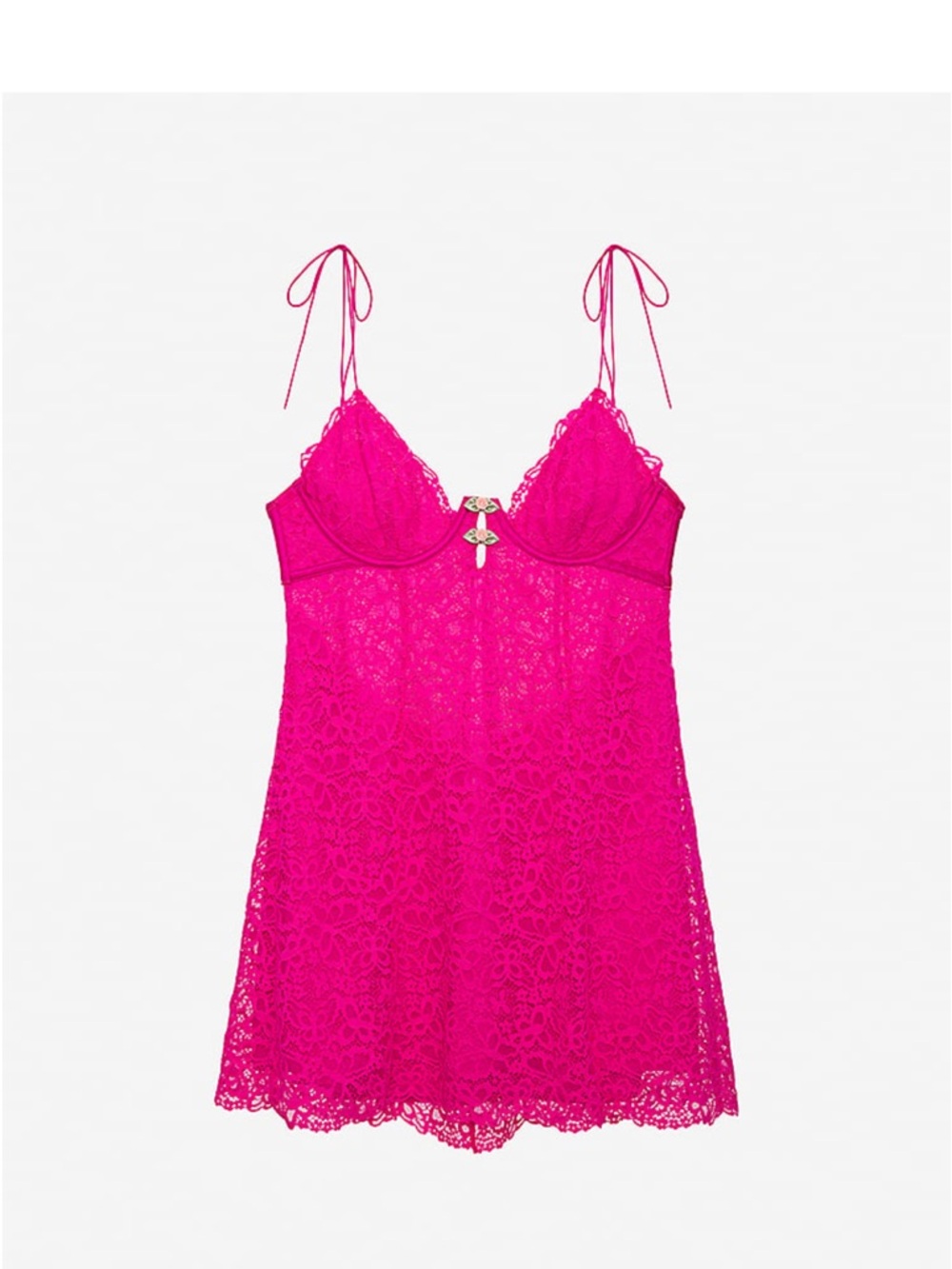 For Love & Lemons Hot Pink Butterfly Lace Slip Dress | XS | NWT